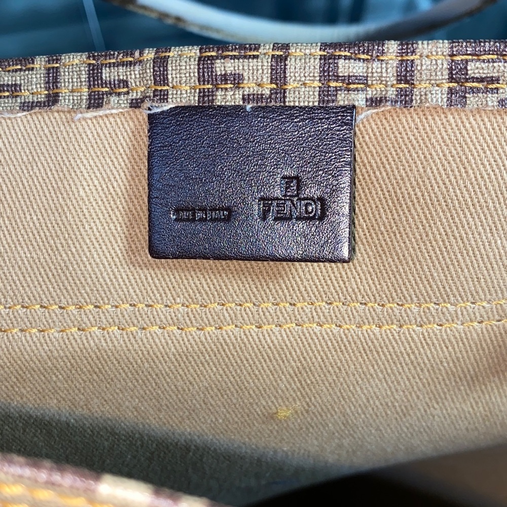 Authentic Rare FENDI Brown Monogram Tote with Matching Pouch - Picture 6 of 16